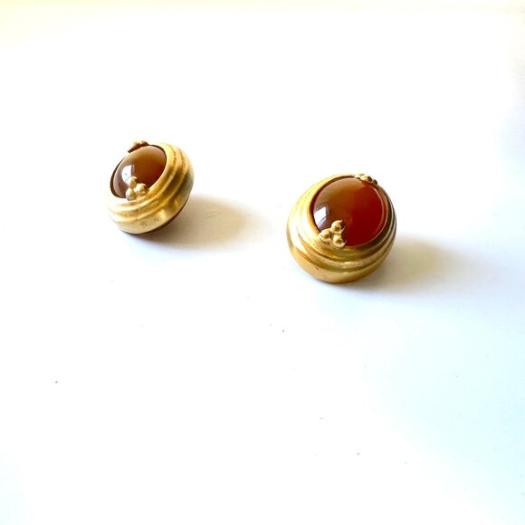 Vintage '80s Liz Claiborne Butterscotch Resin Bangle & Clip-on Earrings — EUC - Picture 5 of 11